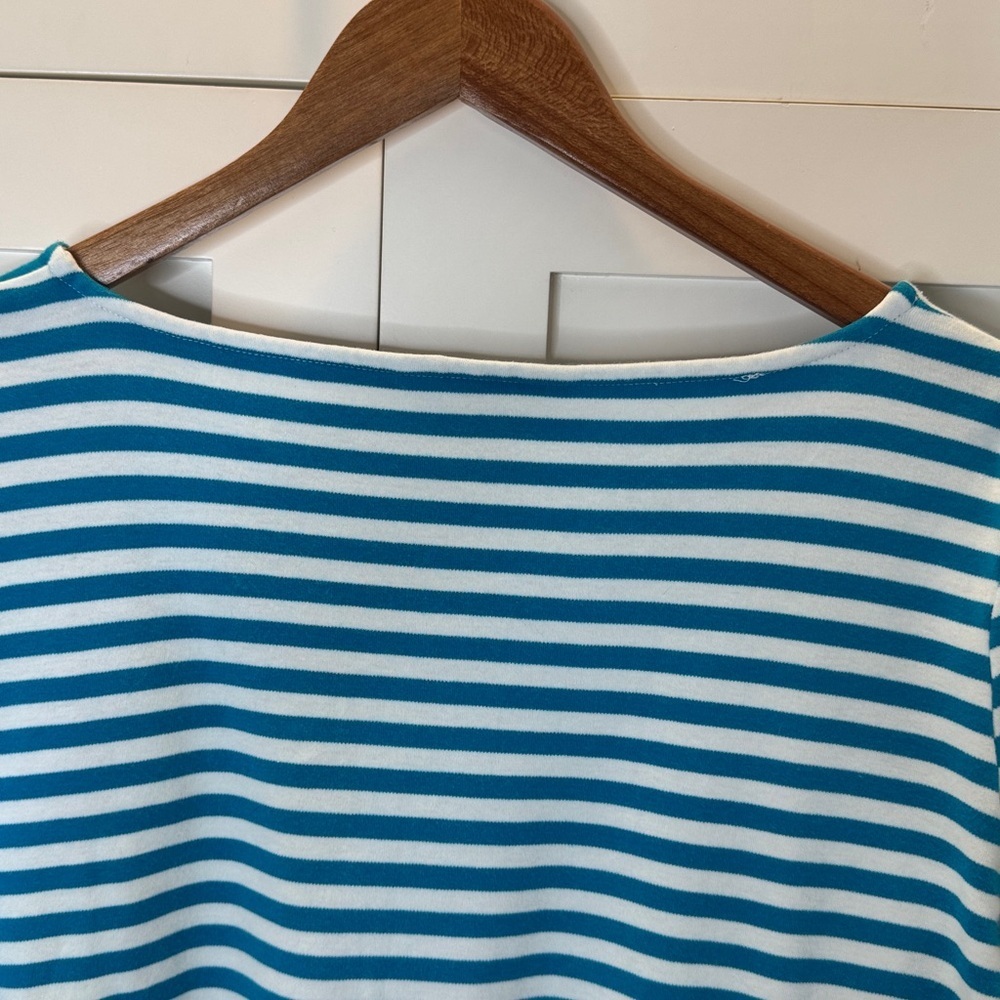 Lands' End Blue and White Striped Long Sleeve Tee Large - Picture 8 of 9